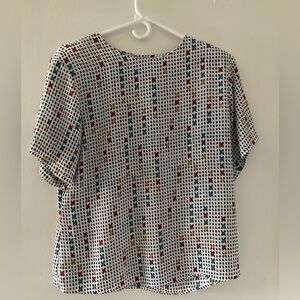 Vintage Notations Polyester work Blouse black and white geometric women’s med